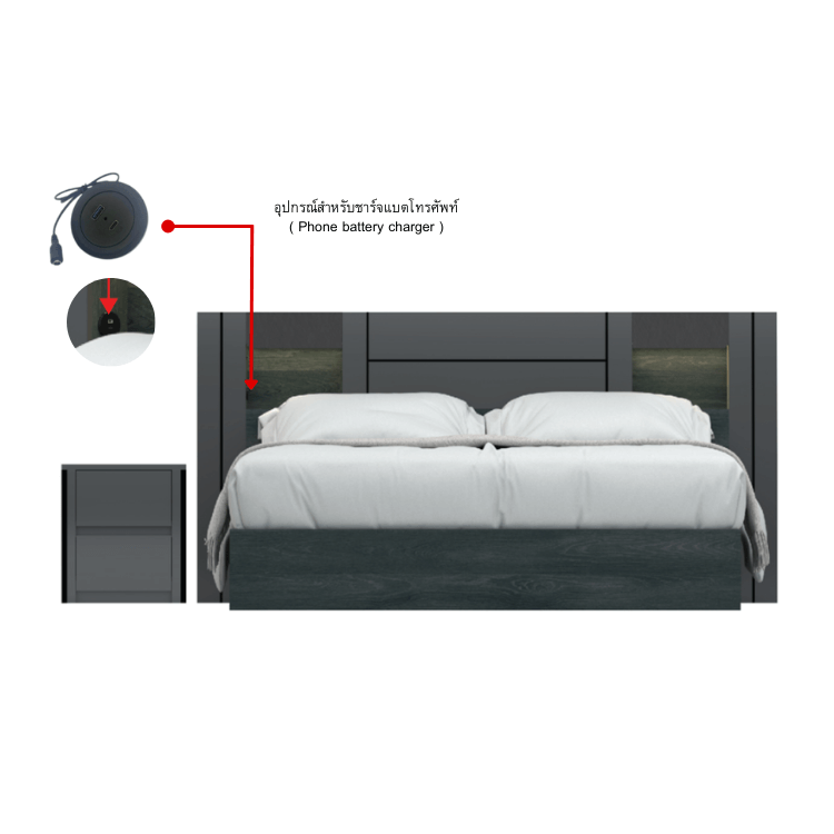 ชุดห้องนอน 5 ฟุต WISDOM DESIGN FURNITURE รุ่น ROYAL สีแอชเกรย์/กลอสซี่เกรย์_1